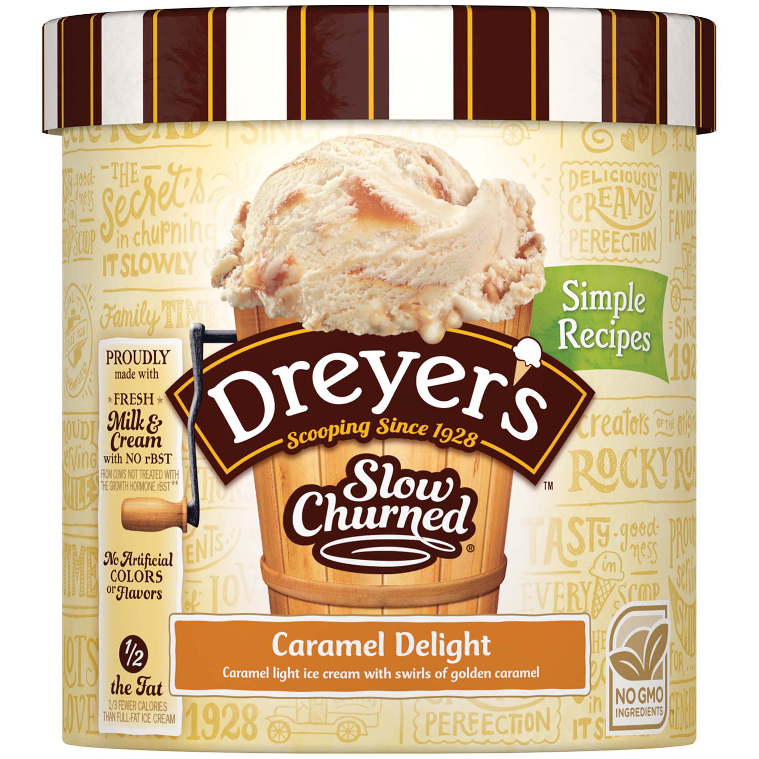 Dreyers Slow Churned Caramel Delight Light Ice Cream 15 Qt Carton